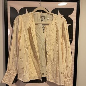 Eyelet Embroidered Cream Blouse